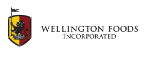 Wellington Foods Incorporated logo with red and gold shield and lion emblem.