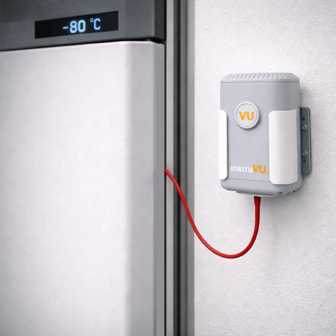 InstruVU extreme temperature sensor with external probe monitoring -80°C ultra-low freezer for cryogenic laboratory applications