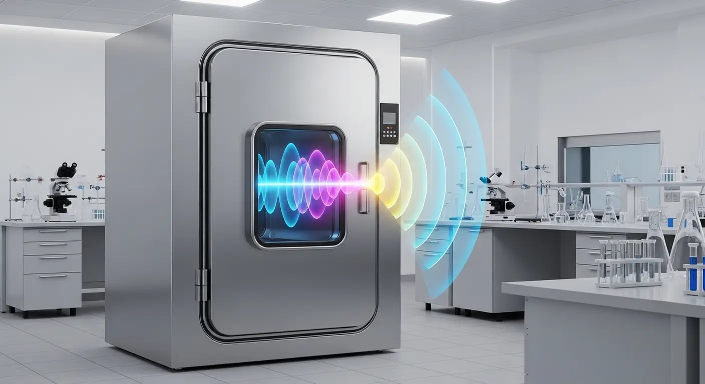 InstruVU wireless sensor monitoring CO₂ and temperature inside laboratory incubator for cell culture research